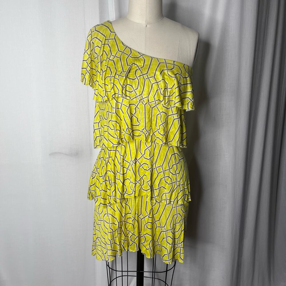 Tbags Los Angeles Yellow Off Shoulder Ruffle Mini Dress Small